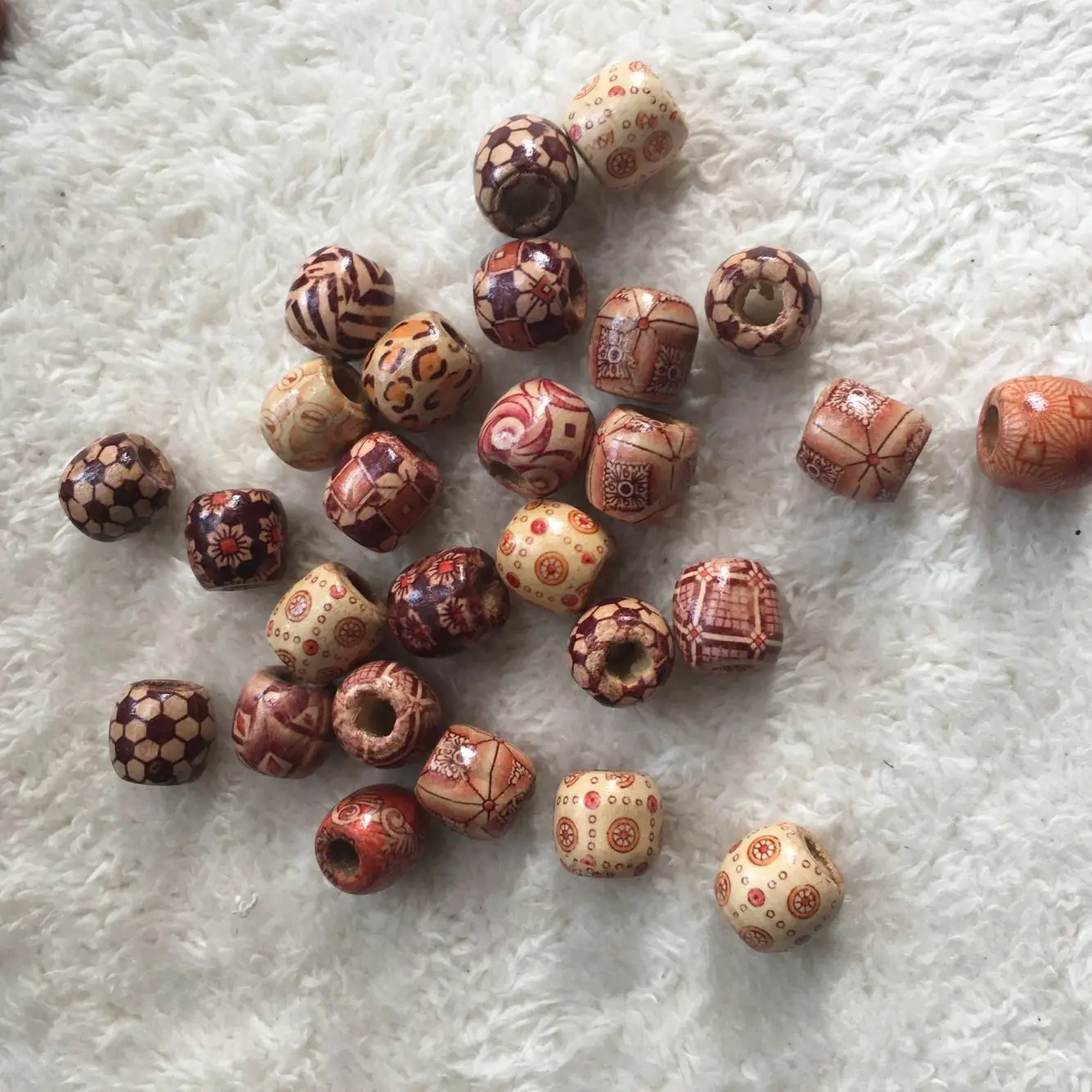 20Pcs Wooden Dreadlocks Hair Ring multi coloured hair braid dread