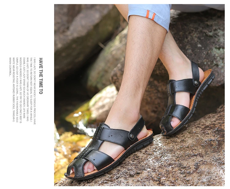 Для мужчин сандалии из натуральной кожи мужчин's повседневное бархатные кроссовки обувь для пляжного отдыха Пряжка родной Мужской Резиновая подошва сандалии для