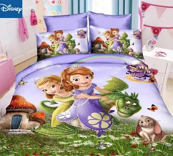

DISNEY Princess bedding set twin size quilt covers girl kid birthday gift bed linen cartoon beds hot sale fitted sheet twin