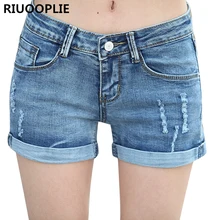 RIUOOPLIE Женские повседневные средней талии высокоэластичный облешающий прямые джинсовые шорты