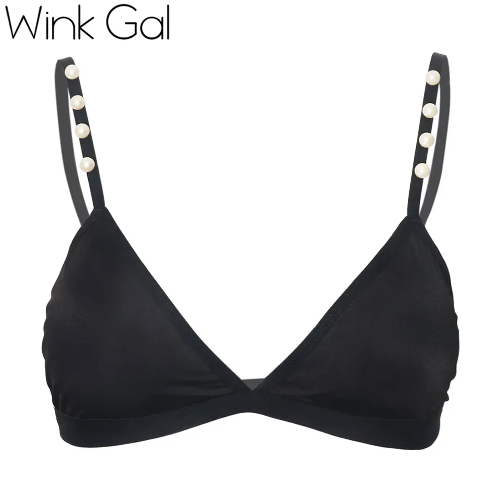 Wink Gal 2017 New Sexy Bralette For Women Plunge Padded Female Brassiere Push Up Lingerie Beading