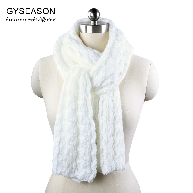 White Knitted Scarf For Women Winter 2017 Solid Plain Scarf Elegant Lady Twisted Flower Stripe Thick Warm Long Female Scarves
