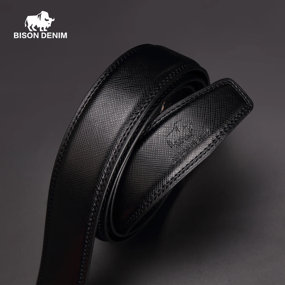Ремень BISON DENIM N71303 мужской из натуральной кожи Роскошный деловой пояс с