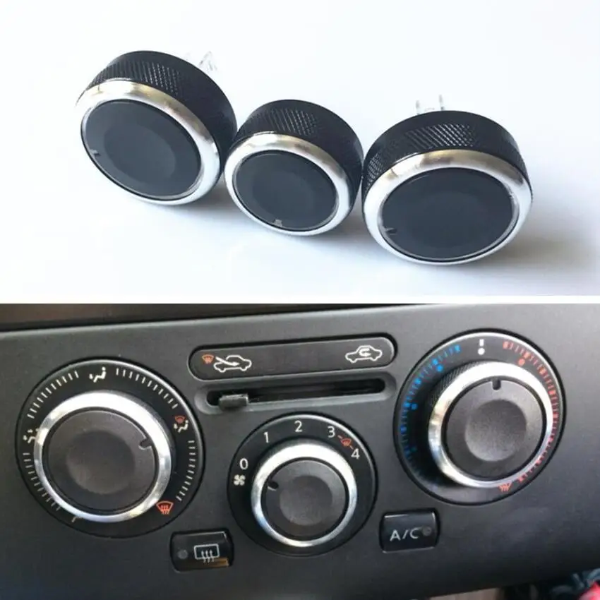 

3pcs Car styling Air Conditioning heat control Switch knob AC Knob car accessories for Nissan Tiida/NV200/Livina/Geniss