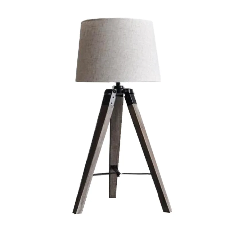 Vintage Loft Wooden Fabric Led E27 Table Lamp for Living Room Bedroom Study Illuminare Industrial Desk Reading Light H 65cm 2358