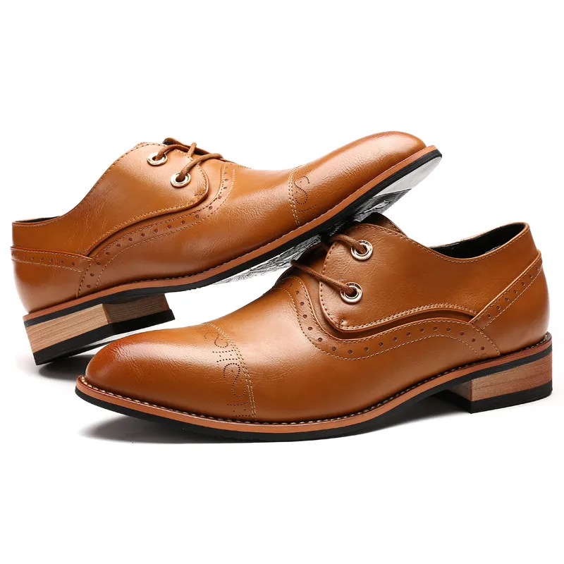 men shoes famous luxury brand leather formal office classic loafers pointed toe dress flats footwear brogue oxford shoes for men (8)