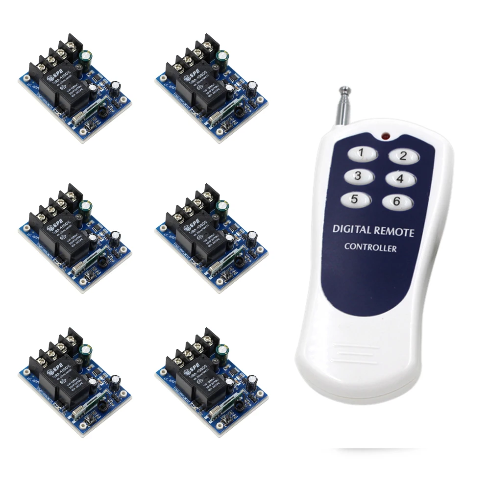 DC 12 V 24 V 36 V 48 V 30A 1CH RF беспроводной пульт дистанционного управления переключатель передатчик с 6 приемниками доска для подъема/противоугонной сигнализации 500 m