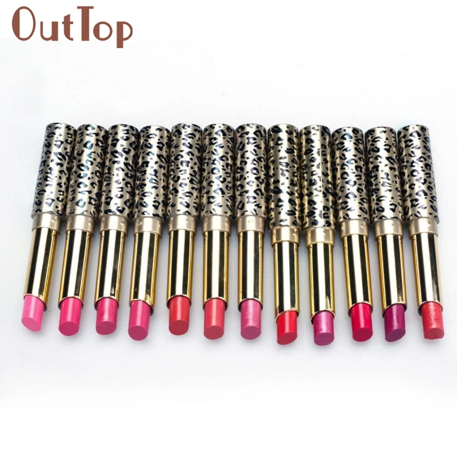 Sexy Women 12pcs/lot Lipsticks Lip Stain Makeup Lot Leopard Moisturizing Lipgloss LipStick Set ar12dropship