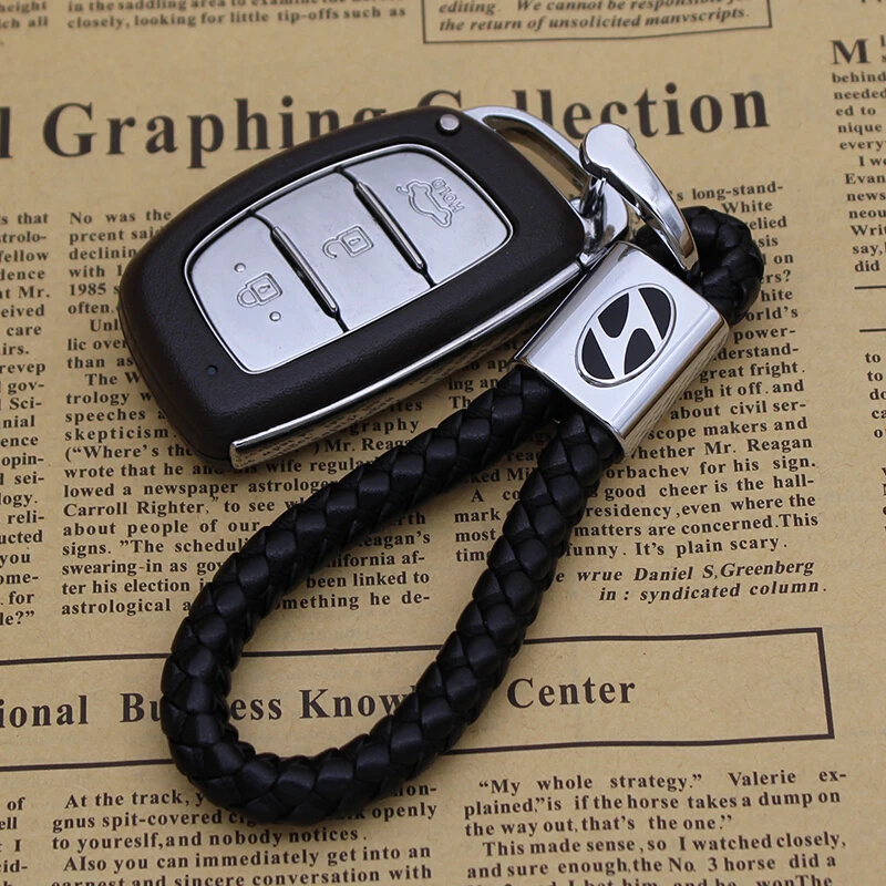 

Metal keychain car logo keychain key ring key holder leather key chains for Hyundai