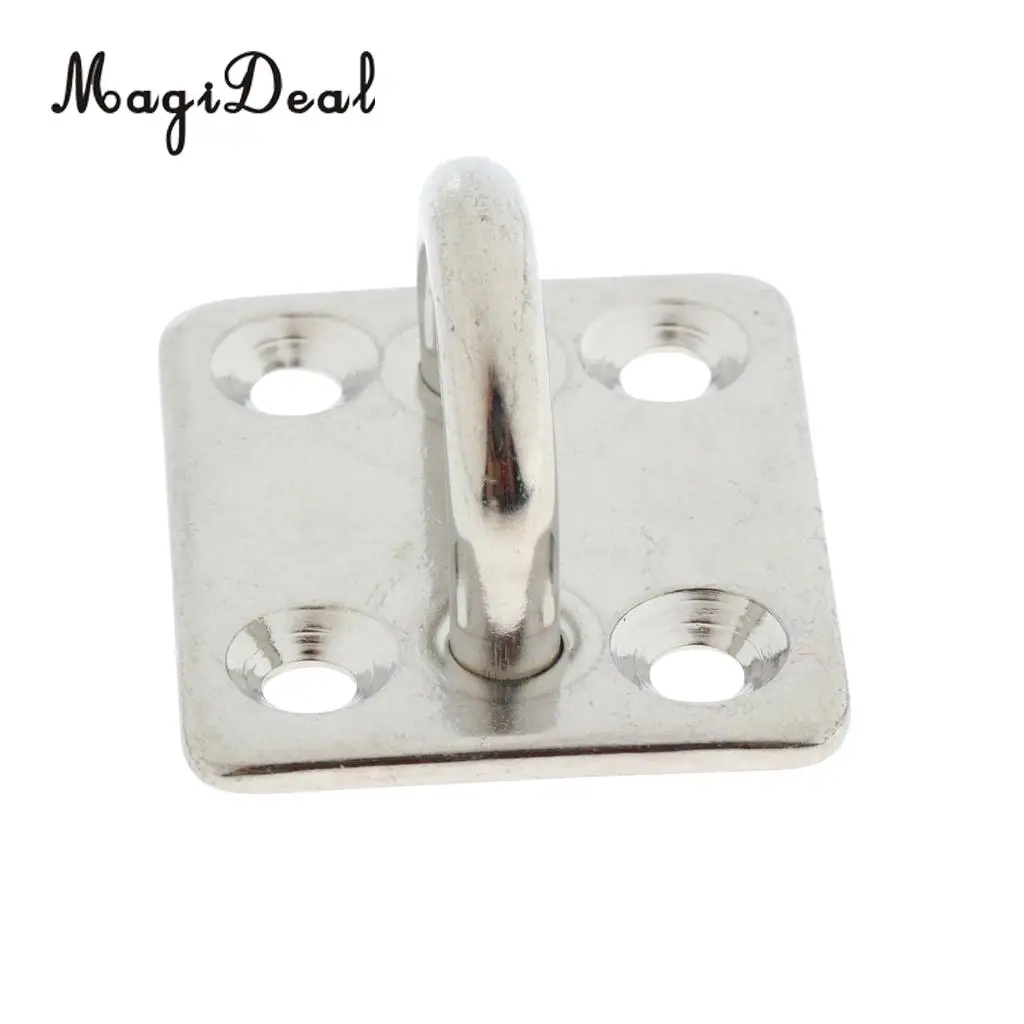 Heavy Duty 304 Stainless Steel Pad Eye Plates 5mm Square Base Staple Mooring Fitting for Marine Boat Sailboat Rigging