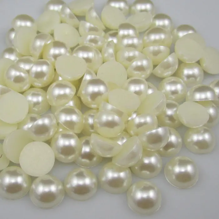 

TPSMOC No Hotfix Pearl Ivory color ABS Imitation Flatback Half Round Pearls Stones For DIY
