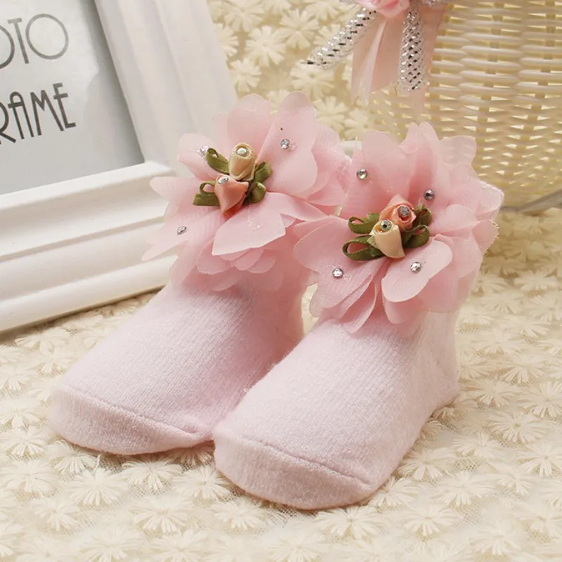 

1Pair Spring Autumn Toddlers Girls Cotton Ankle Socks Infants Baby Princess Style Big Floral Rose Sock