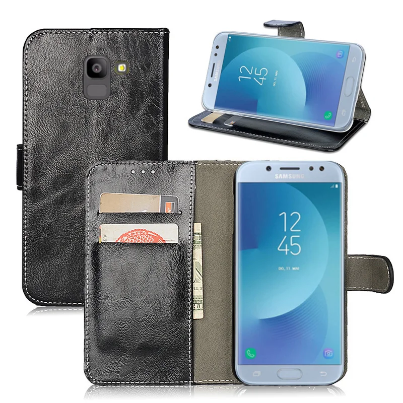 Flip Leather case For Samsung Galaxy j2 j7 j5 j3 j4 j6 j8/A3 A5 A6 A7 A8 Plus 2018 Cover Business Wallet Stand Phone Bags Cases