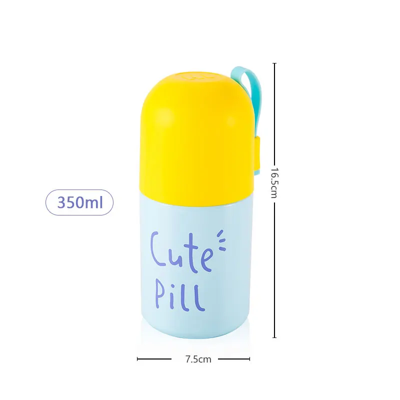 FISSMAN 350 мл Капсульная Вакуумная бутылка портативная Двойная Стенка из нержавеющей стали для женщин дети таблетки коробка термос колба - Цвет: Yellow
