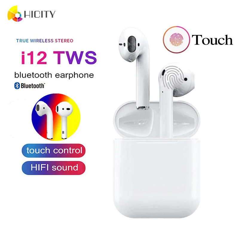 

Original i12 TWS Bluetooth Earphone 1:1 New Version Touch Control Wireless Earbuds 3D Surround Sound for iPhone Xiaomi Android