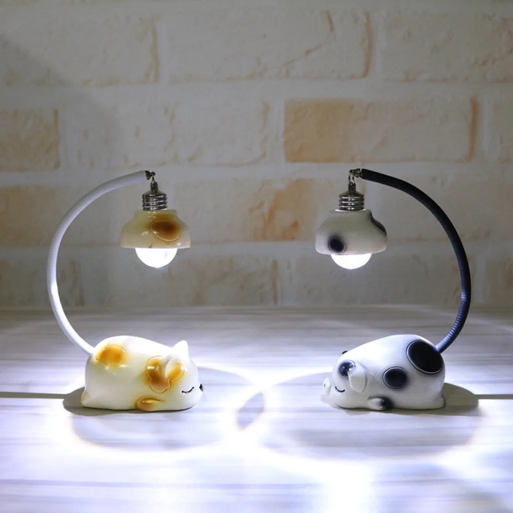 

Cute Cat Pig Night Light basen ogrodowy Resin Crafts Table lamparas de mesa para el dormitorio Decor Lamp
