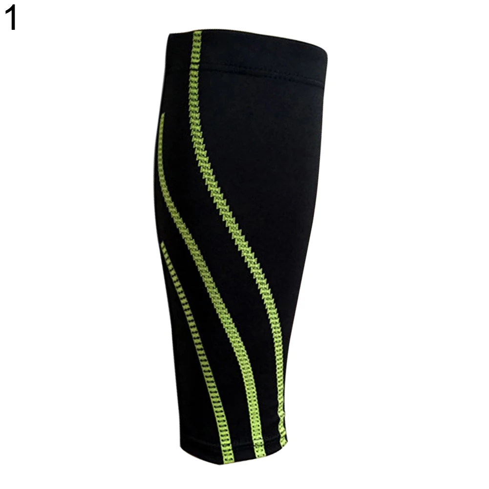 1 шт. унисекс компрессионный рукав для ног спортивный бег Футбол поддержка икр скоба - Цвет: Черный