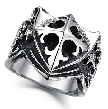 

Cool Cross Shield Shape Stainless Steel Male Ring Punk Rock Vintage Jewelry Accessories Black Ring For Men Anel Aliexpress