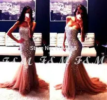Luxus 2016 Neue Liebsten Schwere Kristall Prom Kleider Mermaid Pailletten Tüll Bodenlangen Abendkleid Pageant Kleider Nach Maß