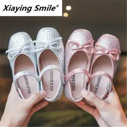 Xiaying Smile/милые корейские туфли с бантом для девочек; сезон осень 2019 года; новые стильные балетки с небольшой квадратной головкой и мягкой