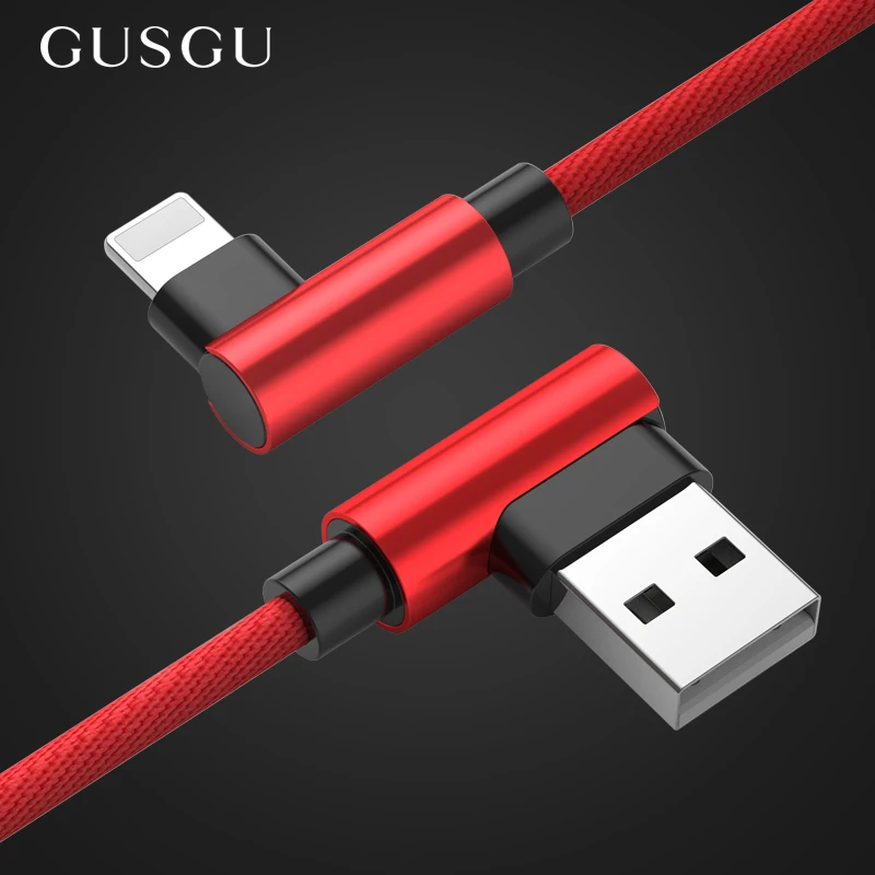 Goedkoop GUSGU 90 graden Elleboog voor Lightning kabel voor iphone XS MAX voor iphone kabel USB Charger Cable Sync Voor iphone XR 7 8 plus 5 s