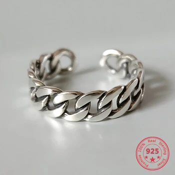 

Trendy 925 Sterling Silver Ring Vintage Chain Ring Bridal Wedding Engagement Jewelry Opening Antique Rings Anillos Bijoux Femme