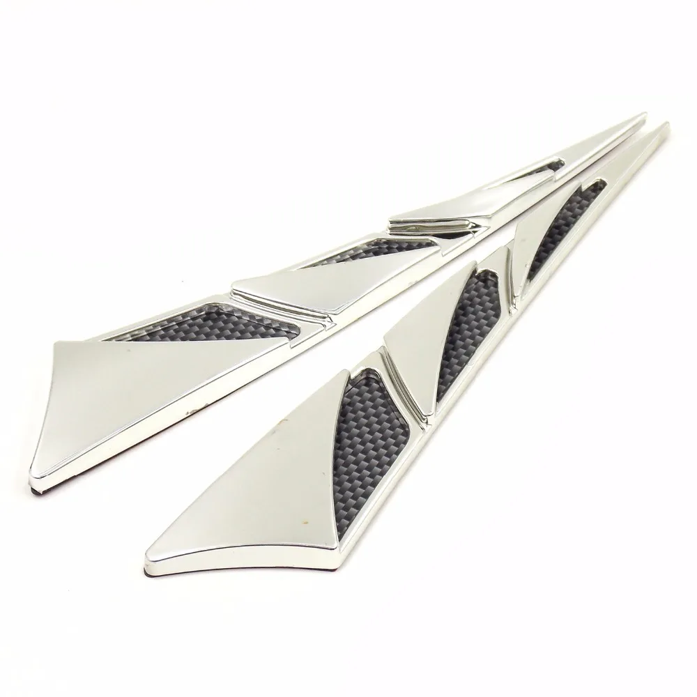 2PCS Universal Triangle Shape Shiny Silver Car Air Simulation Vent