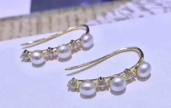 

free shipping >>>>noble jewelry NEW 5-6 mm Freshwater white Pearl Earring 925 silve