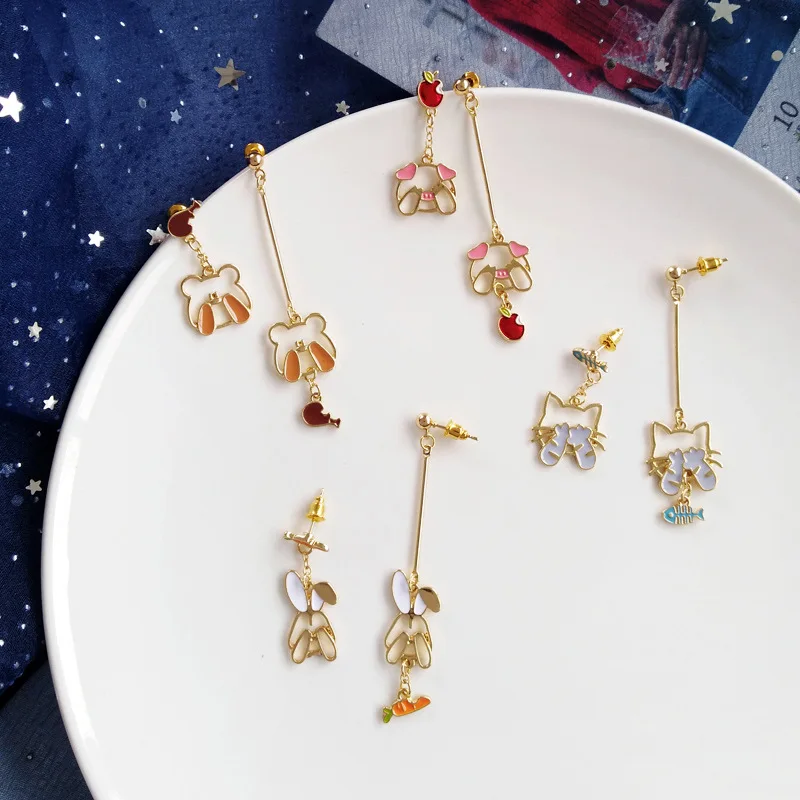 

Funny Asymmetric Rabbit Clip Earrings Without Piercing Summer Fashion Animals Kids Clip Earrings