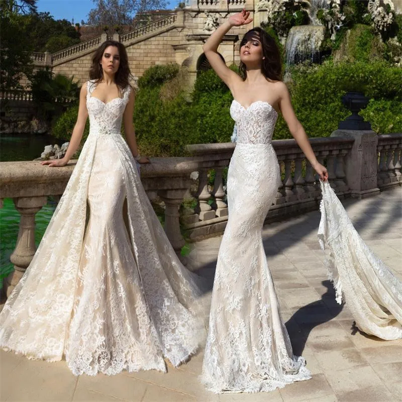 Vivian's Bridal Twinset съемный шлейф Милое Свадебное платье цвет размер индивидуальные кружева аппликации на шнуровке Свадебные платья для женщин