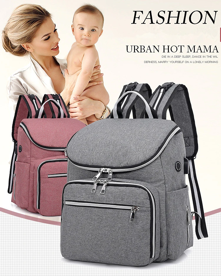 Fashion Baby Diaper Bags With Usb Interface Large Capacity Waterproof Mummy Maternity Nappy Bag For Mom Multifunctional Backpack (1)