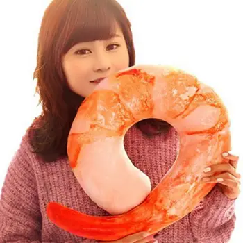

New Novelty Shrimp Meat 3D U Shaped Neck Pillow Creative Throw Pillow Cushion Plush Toy