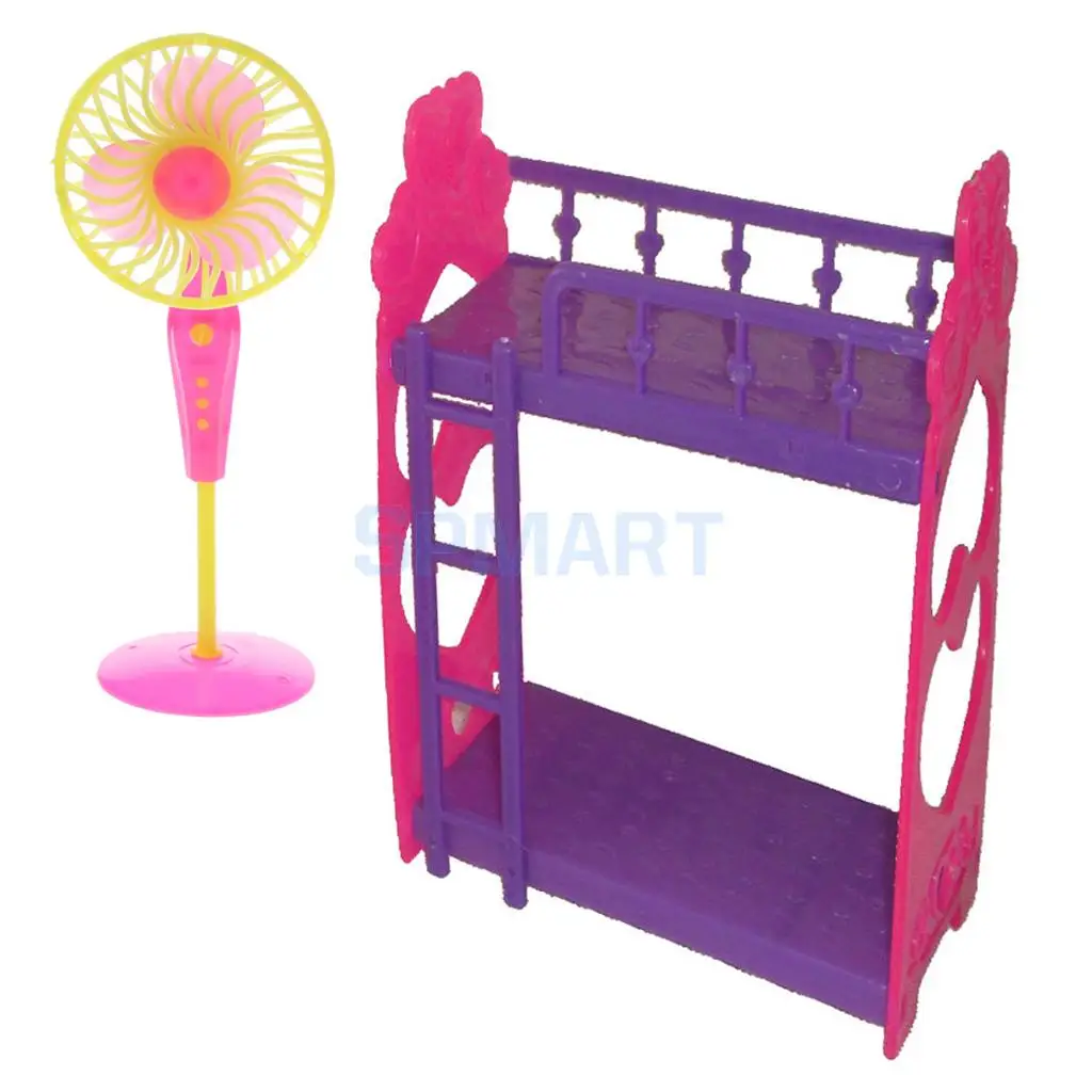 MagiDeal 1/6 Scale Bunk Bed Fan Set Dollhouse Miniature Bedroom Furniture Decoration Children Kids Toys