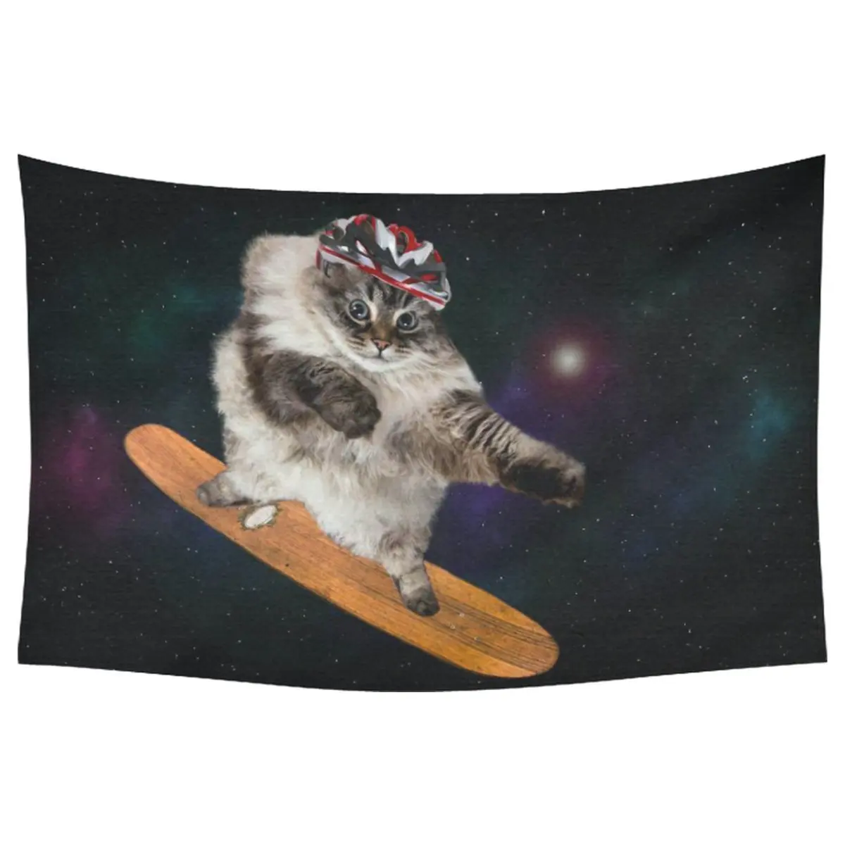 

Funny Animals Home Decor Wall Art, Galaxy Space Skateboard Cat Tapestry Wall Hanging Art Sets