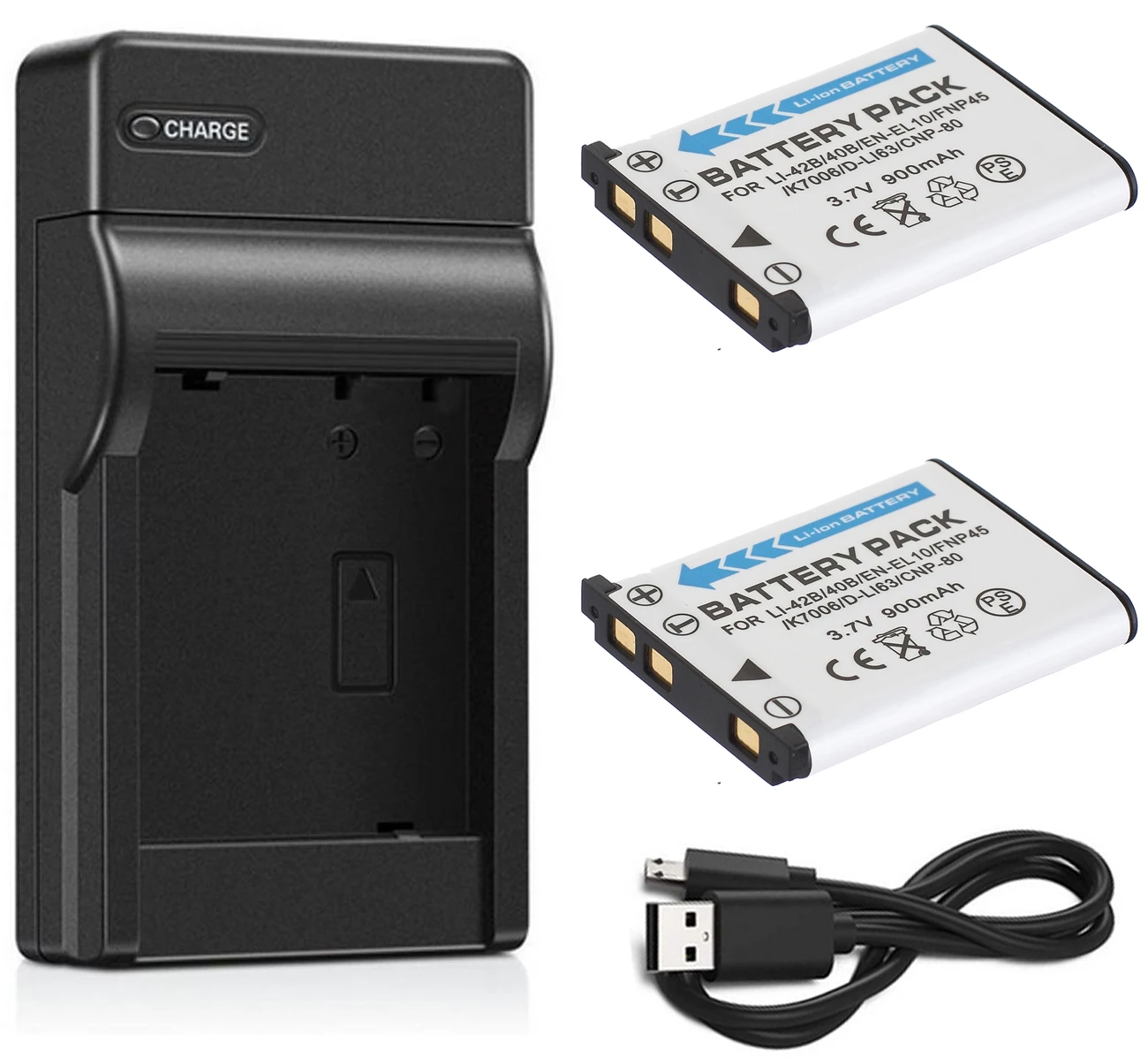 

Rechargeable Lithium-ion Battery (2-Pack) + Charger For Casio NP-80, NP80, NP-82, NP82 and Kodak KLIC-7006, KLIC7006