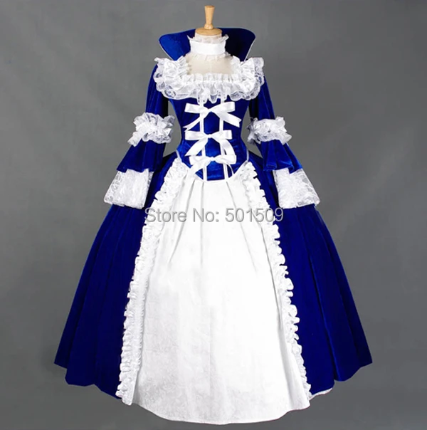 Col Eventail Robe Victoria Bleu Royal Robe Medievale Robe Renaissance Reine Costume Gothique Victorien Marie Antoinette Belle Balle Aliexpress
