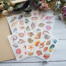 6 листов морской раковины стиль бумажная наклейка для скрапбукинга DIY подарочная упаковка этикетка украшения бирка вечерние украшения