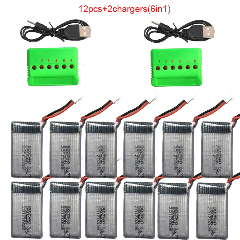 4x 3,7V 600mAh Akkus + 4-in-1 Ladegerät Für MJX, SYMA, UDI Drohnen – Ersatzset