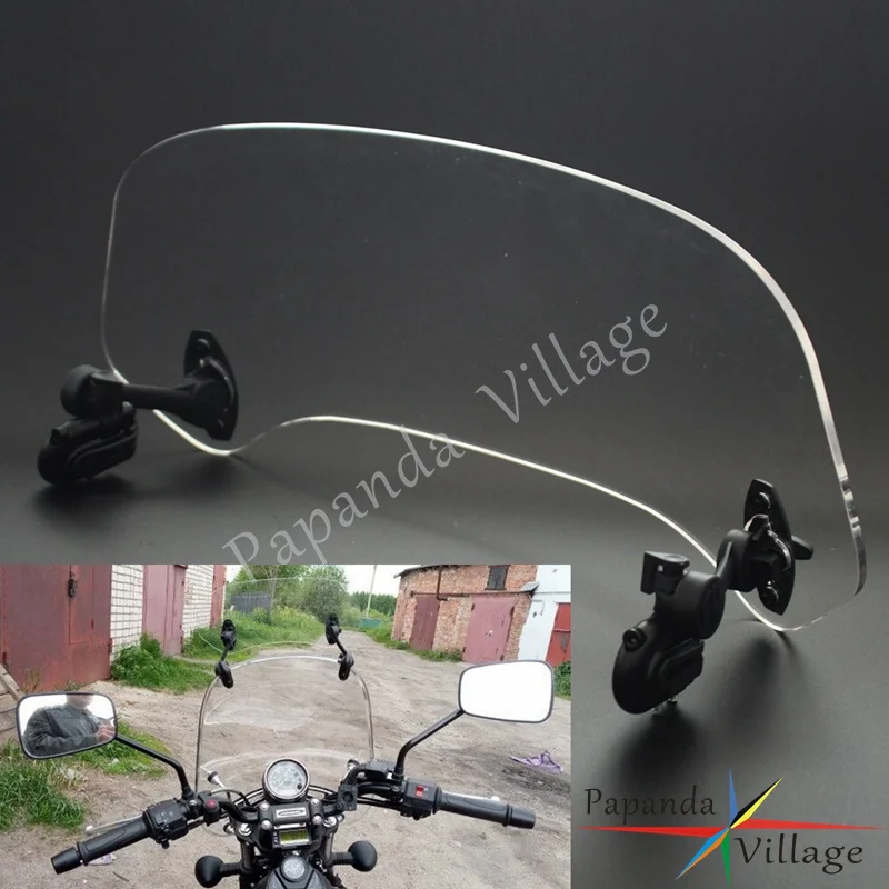 

Motorcycle Clear Smoke Clip-On Windshield Protector Wind Deflector Extension Spoiler for Kawasaki Honda Yamaha Suzuki KTM