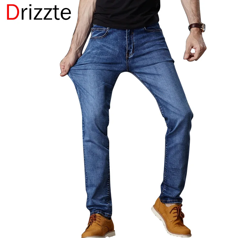 Drizzte Brand Summer Lightweight Mens Stretch Blue Denim Jeans Slim Fit ...