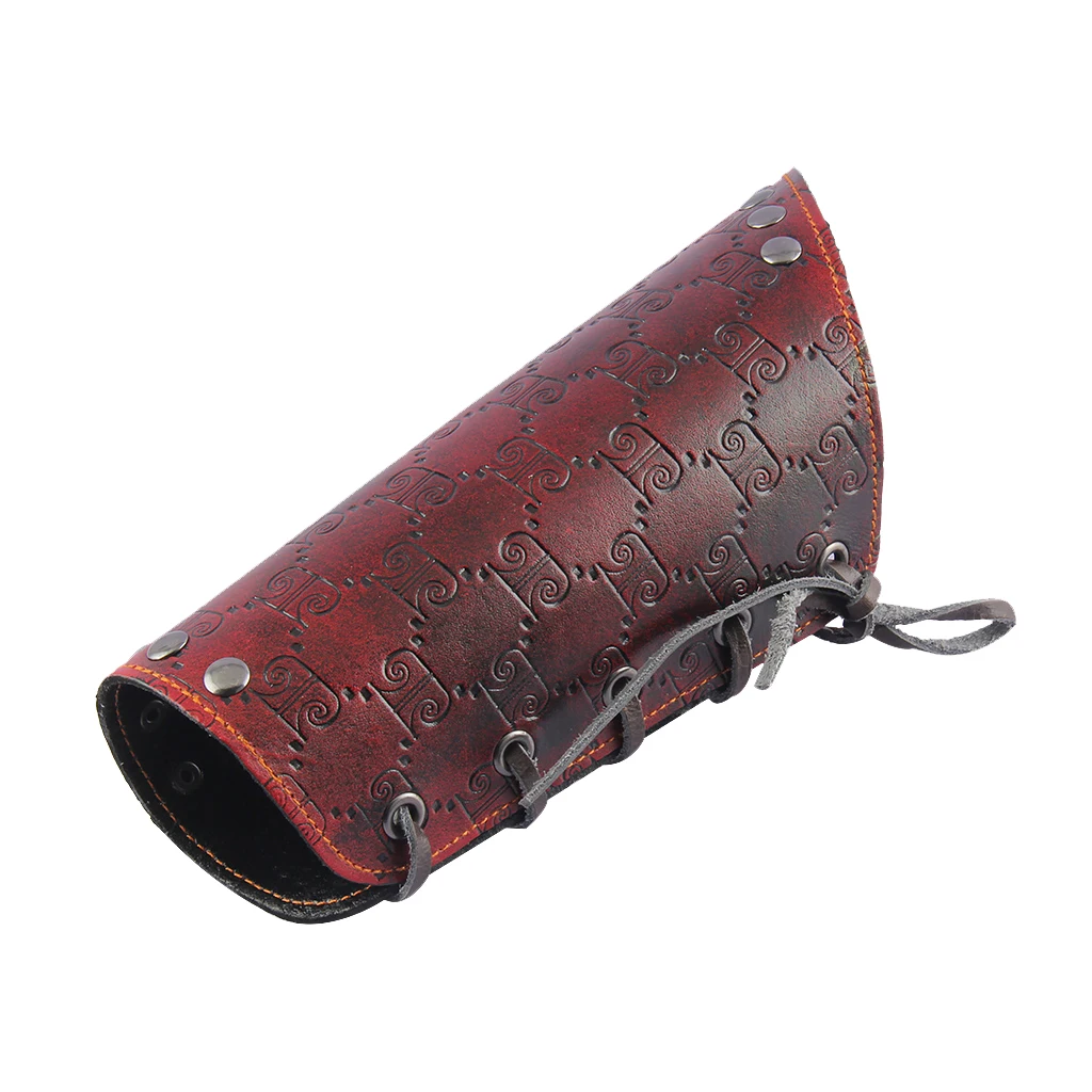 Punk Biker Mens Embossed Gothic Leather Wrist Bracer Protector Wristband Historical Medieval Knights Cosplay