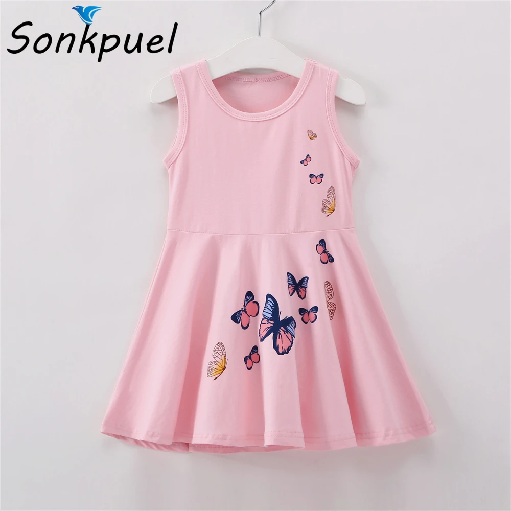Summer Girls Kids Baby Toddler/'s Casual Fly Sleeve Cute Dog Printed Dress 1-6YRS