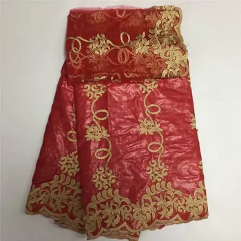 

2018 New African Bazin Riche Getzner Lace Fabric With Embroidery,French Net Lace for dress African Tulle Lace Fabric RED HJ550-2