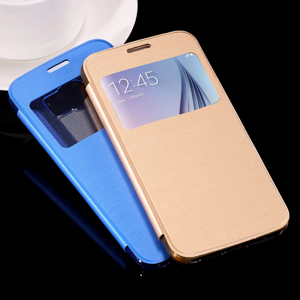 For Galaxy S6 Cases Luxury PU Leather Flip Case For Samsung Galaxy S6 G9200 View Window Full Protective Back Cover S6 1pcs/lot