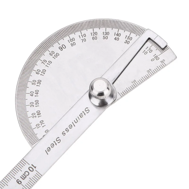 10cm Stainless Steel Protractor 180 Degree Angle Finder Round Head