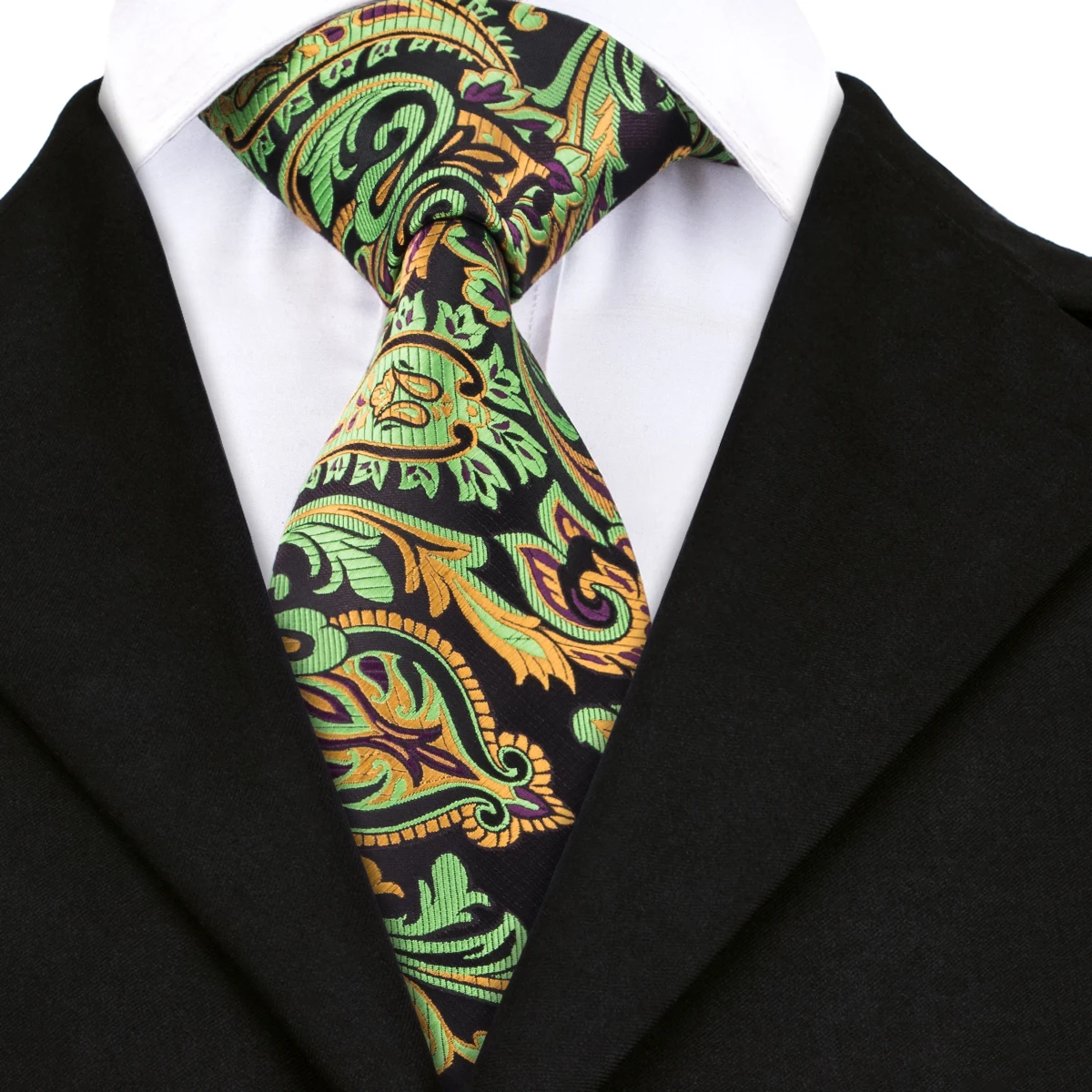 Hi Tie High Quality Novelty Ties for Men Jacquare Woven Green Silk