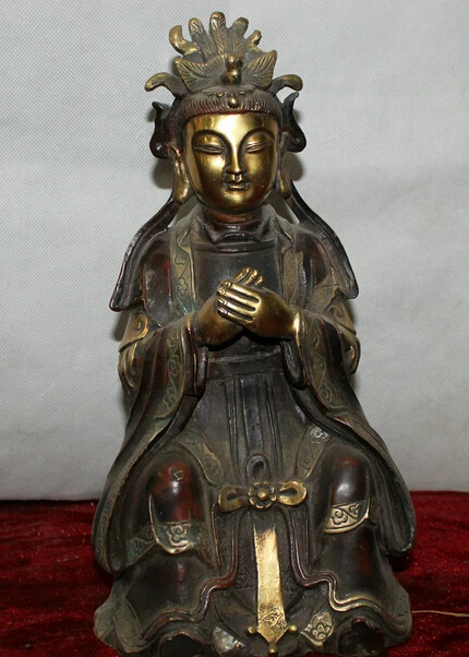 

JP S0524 13" Chinese Bronze seat queen mother empress kaiserin queen Statue sculpture