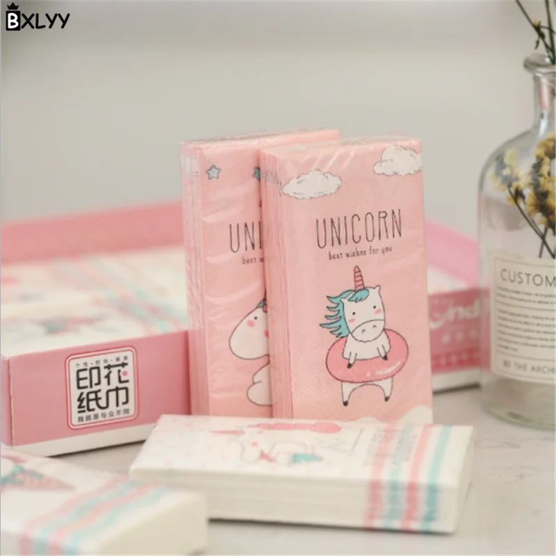 BXLYY Hot Creative Unicorn Pattern Paper Towel Printing Handkerchief Paper Portable Disposable Paper Towel Party Decoration.7z