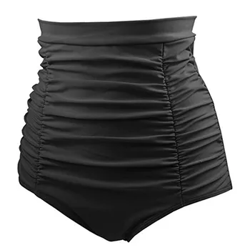 

1pc Women High Waist Trunks Bottoms Women Beachwear Slim Ruched Shorts Black/Red/White