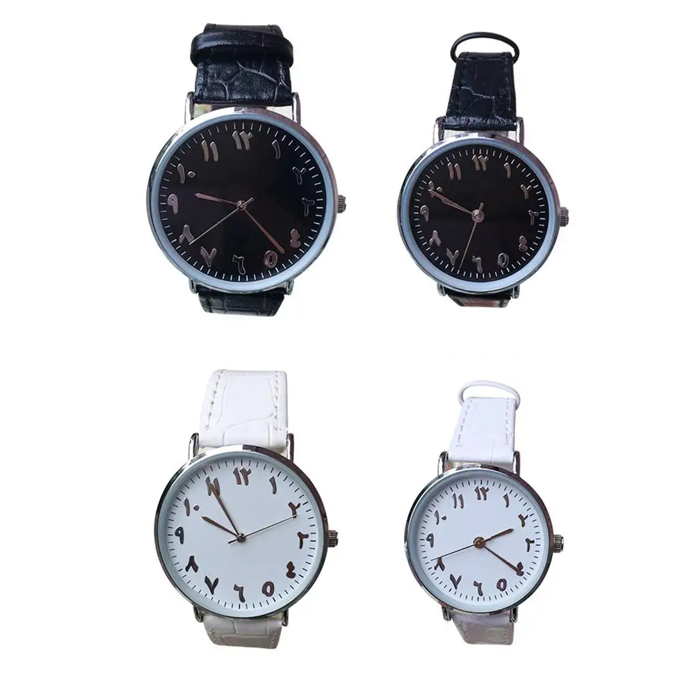 

Fashion Top Brand Luxury Unisex Arabic Numbers Faux Leather Analog Quartz Wrist Watch Lover Couple